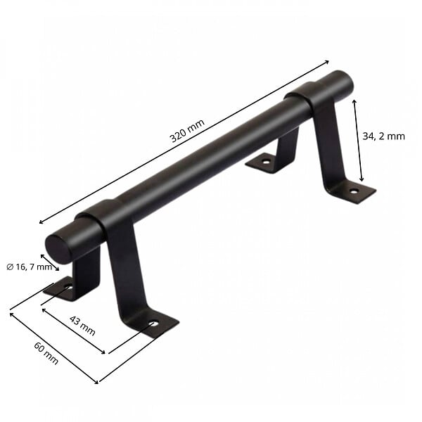 SECURY-T - Poignée de porte coulissante - Type atelier - 140 mm - Gris foncé - large