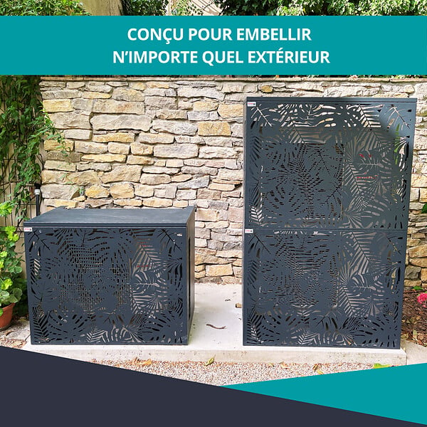ATOLE - Cache climatiseur ATOLE en Aluminium Thermolaqué , Taille 2 : H. 113 x L. 110 x P. 64 cm, Ventelle, Gris anthracite - large