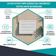 ATOLE - Cache climatiseur, ATOLE en Aluminium Thermolaqué, Taille 0 : H. 69 x L. 90 x P. 50 cm, Ventelle, Blanc - vignette