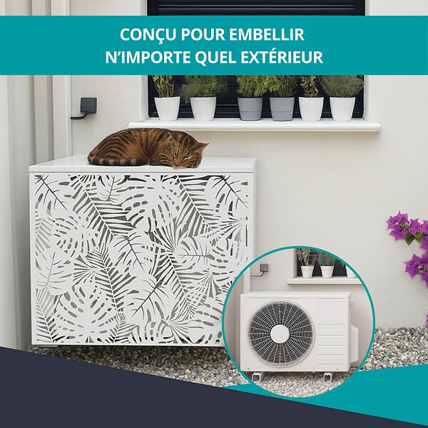 ATOLE - Cache climatiseur ATOLE en Aluminium Thermolaqué , Taille 2 : H. 113 x L. 110 x P. 64 cm, Ventelle, Blanc - large