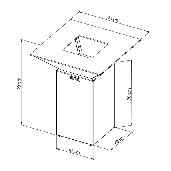 GRILL'CHIC - Brasero Cevenol Acier Normal Carre 74 Imitation Corten Double Cuve - large