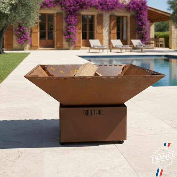 GRILL'CHIC - Bol A Feu Cevenol Pool Corten Carre 74 Simple Cuve - large