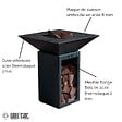 GRILL'CHIC - Brasero Cevenol Acier Bois Carre 74 Noir Double Cuve - vignette