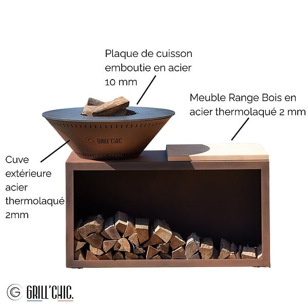 GRILL'CHIC - Brasero Traditionnel Acier 83 Imitation Corten - large