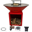 GRILL'CHIC - Pack Privilege Brasero Classique Acier 83 Rouge Double Cuve - Avec rangement bois - vignette