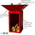 GRILL'CHIC - Brasero Cevenol Acier Bois Carre 74 Rouge Double Cuve - vignette