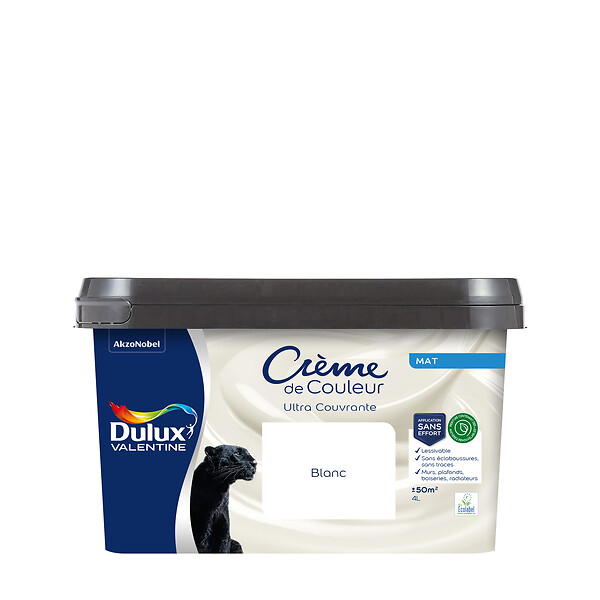 DULUX VALENTINE - Peinture Crème de Couleur Biosourcé - Blanc - Mat - 4 L - large