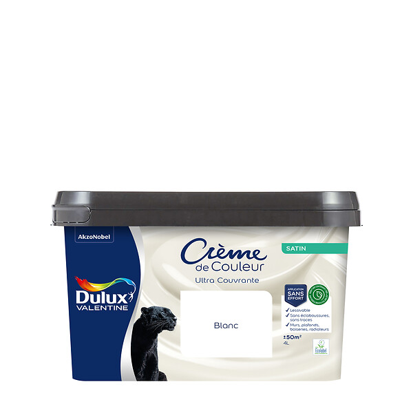 DULUX VALENTINE - Peinture Crème de Couleur Biosourcé - Blanc - Satin - 4 L - large