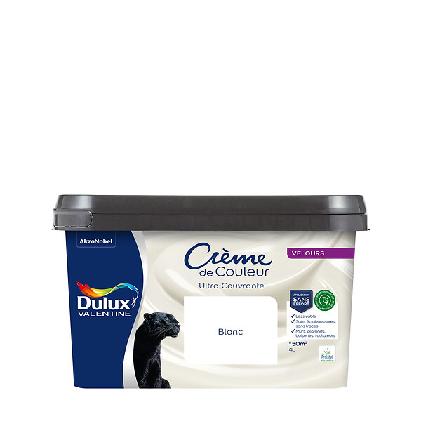 DULUX VALENTINE - Peinture Crème de Couleur Biosourcé - Blanc - Velours - 4 L - large
