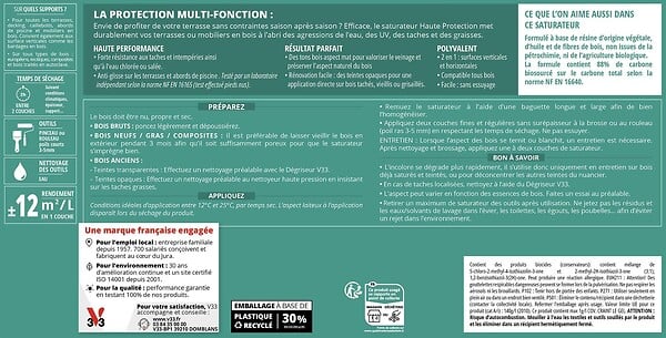 V33 - Saturateur haute protection bois extérieur - Chêne clair - 10L - large