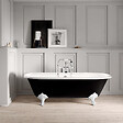 ROGIER & MOTHES - Baignoire sur pieds rétro en fonte PLYMOUTH Noire 153 cm Pieds blancs - vignette