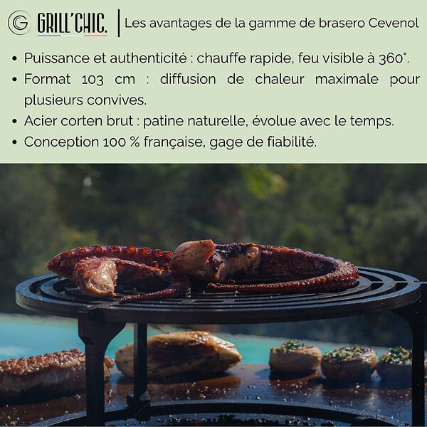 GRILL'CHIC - Brasero Cevenol Corten Normal Carre 103 Simple Cuve - large