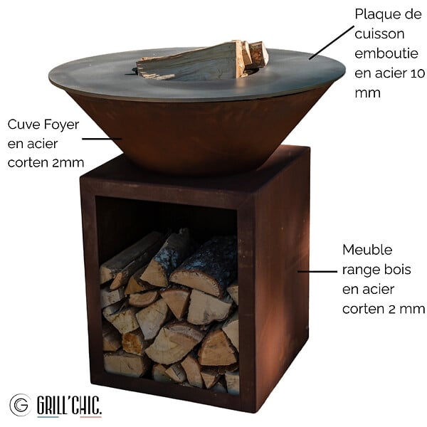 GRILL'CHIC - Brasero Classique Corten 83 Simple Cuve - large