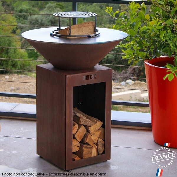 GRILL'CHIC - Brasero Cevenol Corten Bois Rond 74 Simple Cuve - large
