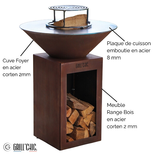 GRILL'CHIC - Brasero Cevenol Corten Bois Rond 74 Simple Cuve - large