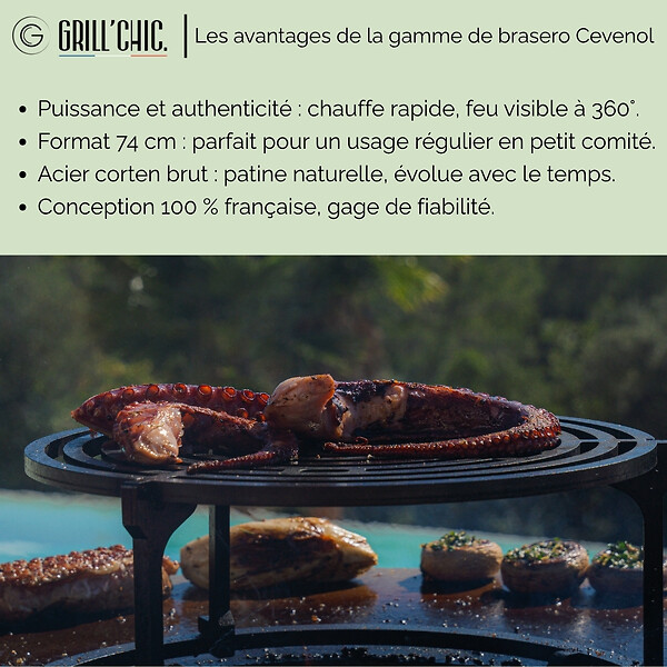 GRILL'CHIC - Brasero Cevenol Corten Bois Rond 74 Simple Cuve - large