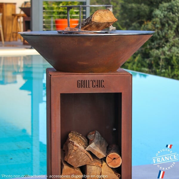 GRILL'CHIC - Brasero Auvergnat Corten Bois Rond 62 Simple Cuve - large