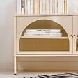 OVIALA - Meuble TV moderne 2 portes L115 cm en métal écru - Dreamy - vignette