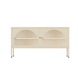 OVIALA - Meuble TV moderne 2 portes L115 cm en métal écru - Dreamy - vignette