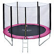 HAPPY GARDEN - Pack Premium Trampoline 245cm réversible rose / gris CANBERRA + filet, échelle, bâche et kit d'ancr - vignette