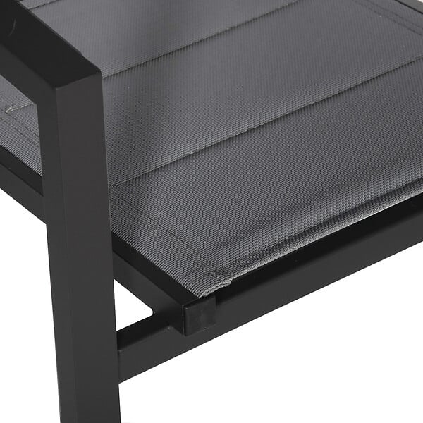 HAPPY GARDEN - Lot de 4 chaises rembourrées en aluminium anthracite - textilène gris - large
