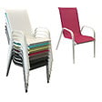 HAPPY GARDEN - Lot de 4 chaises MARBELLA en textilène rose - aluminium blanc - vignette