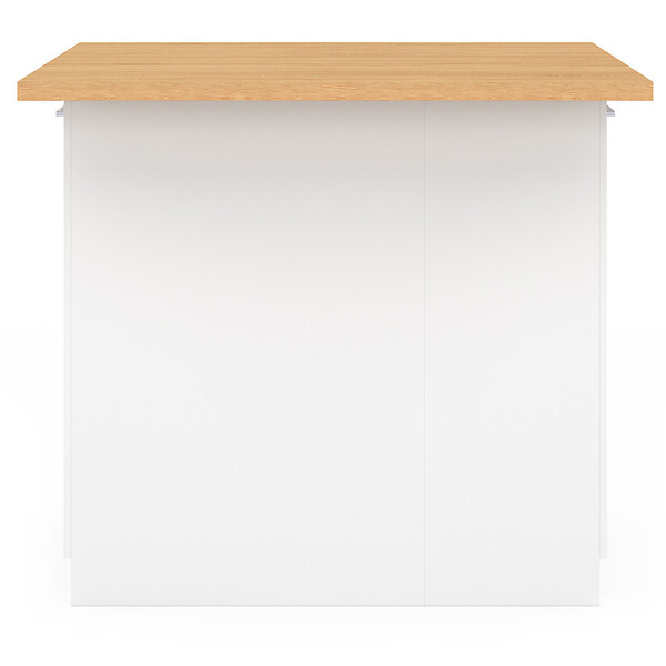 ID MARKET - Ilot central IVO 100 cm blanc avec plan de travail façon hêtre - large