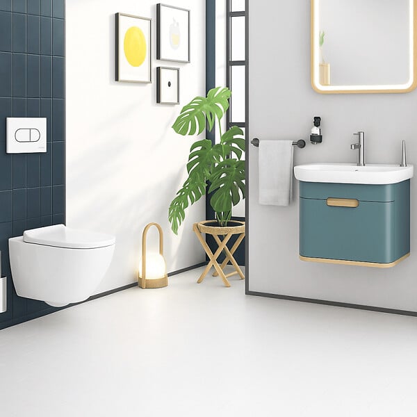 VITRA - Pack WC suspendu VitrA Sento blanc + bâti autoportant V-Fix Core + Plaque Round Blanche - large