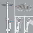AICA SANITAIRE - AICA colonne de douche thermostatique chromée, pomme de tête carrée avec douchette carrée réglable en hauteur - vignette