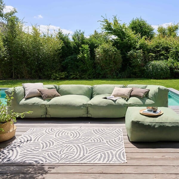 OVIALA - Pouf de jardin pour canapé modulable vert cactus - Mixi - large