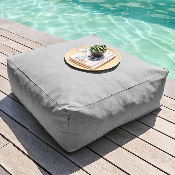 OVIALA - Pouf de jardin pour canapé modulable gris - Mixi - large