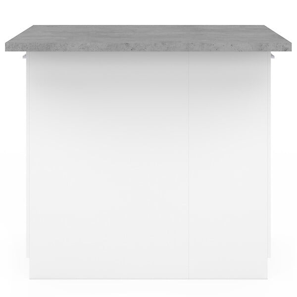 ID MARKET - Ilot central IVO 100 cm blanc avec plan de travail effet béton - large