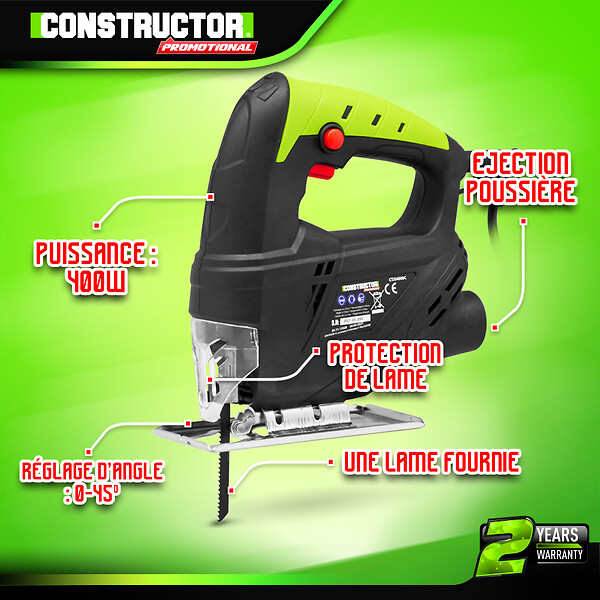 CONSTRUCTOR - Scie sauteuse 400W - 1 lame incluse - large