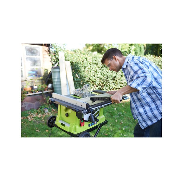 RYOBI - Scie sur table électrique RYOBI 1800W 254mm - piètement rétractable - roues - extension - RTS1800EF-G - large