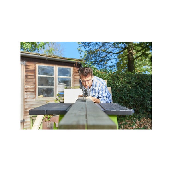 RYOBI - Pack RYOBI Scie sur table électrique RTS1800EF-G - 1800W - 254mm - piètement rétractable - roues - extension - lame carbure - SB254T48A1 - large