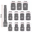 EINHELL - Jeu de douilles à impact – 12 pièces – 1/2” – 10 à 21 mm + rallonge 125 mm – acier CrMo - vignette