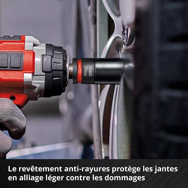 EINHELL - Jeu de douilles à impact – 3 pièces – 1/2” – 17/19/21 mm – avec protection jantes – acier CrMo - large