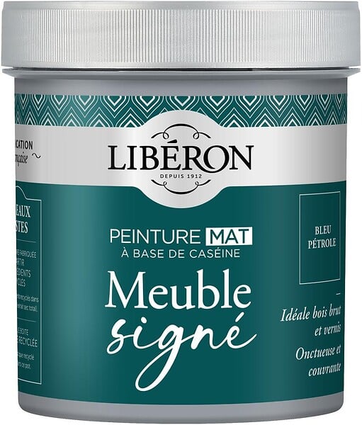 LIBERON - Peinture meuble Caseine - Bleu petrole - Mat - 0,5L - large
