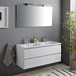 KIAMAMI VALENTINA - Meuble De Salle De Bain Blanc Brillant 120Cm, Tiroirs Et Double Lavabo | Benaco - vignette