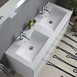 KIAMAMI VALENTINA - Meuble De Salle De Bain Blanc Brillant 120Cm, Tiroirs Et Double Lavabo | Benaco - vignette