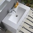 KIAMAMI VALENTINA - Meuble De Salle De Bain Suspendu Blanc Brillant 80Cm 2 Tiroirs, Miroir Avec Lampe | Benaco - vignette