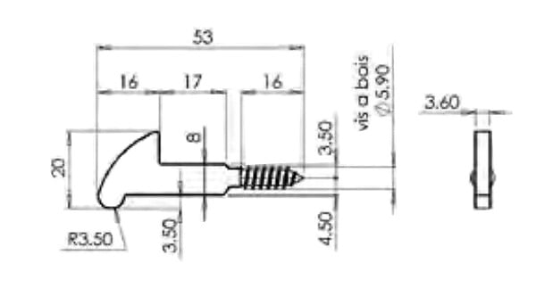MONIN - Mentonnet à  vis renforcée 20x53mm pièce â€“ MONIN â€“ M144A0 - large