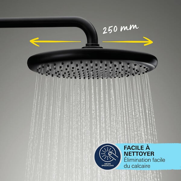GROHE - Colonne bain douche thermostatique Vitalio Start System noir mat + Panier douche Start Cube - large
