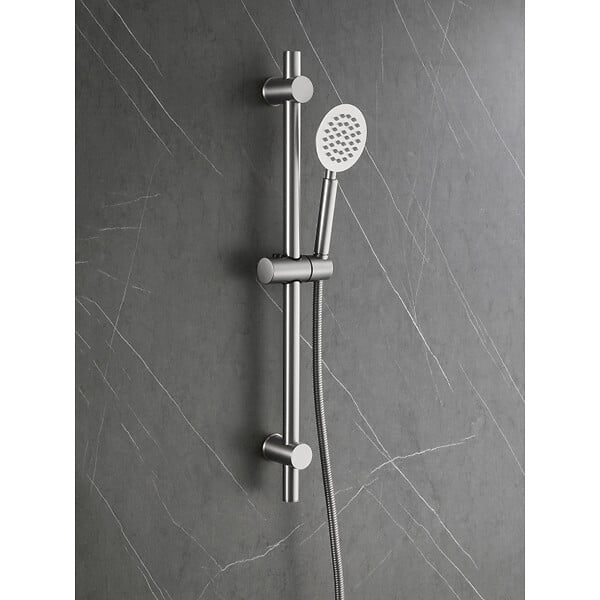 PLANETE BAIN - Ensemble barre de douche inox brossé - douchette 1 jet - flexible 150 cm - Barre 65 cm - Alois - large