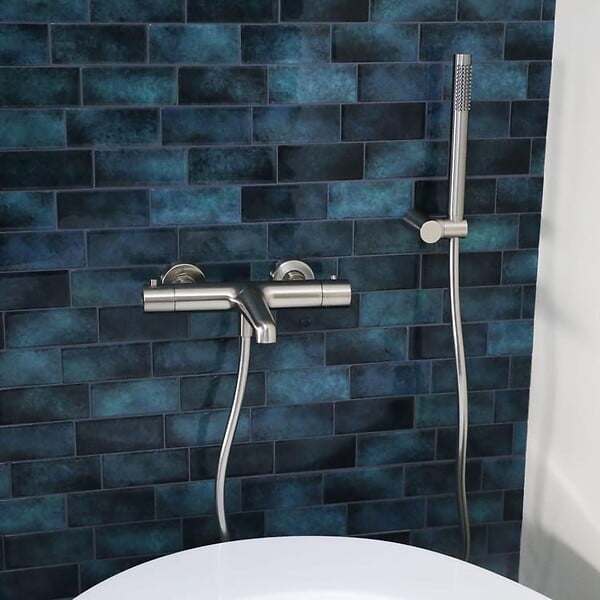 ESSEBAGNO - Luisa combiné support de douche façon inox 3 pièces - large