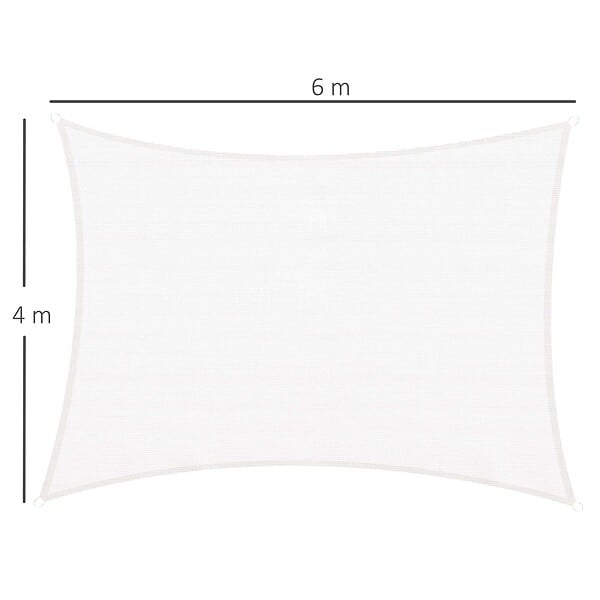 HOMCOM - Voile d'ombrage rectangulaire 4 x 6 m toile solaire taud de soleil crème - large