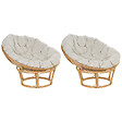 BELIANI - Lot de 2 fauteuils de jardin avec coussins SALVO Rotin Naturel - vignette