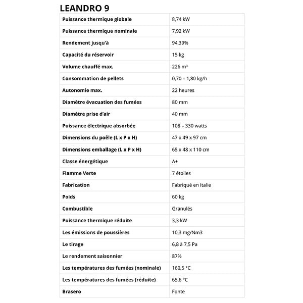 LVZ - Poêle à granules étanche - LVZ LEANDRO 9 - - large