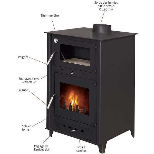 INTERSTOVES - Poêle à bois avec four Rosa 10 | Bûches 50cm - - large