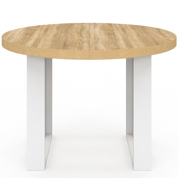 ID MARKET - Table à manger fixe ronde PHOENIX 4 personnes bois et blanc 110 cm - large